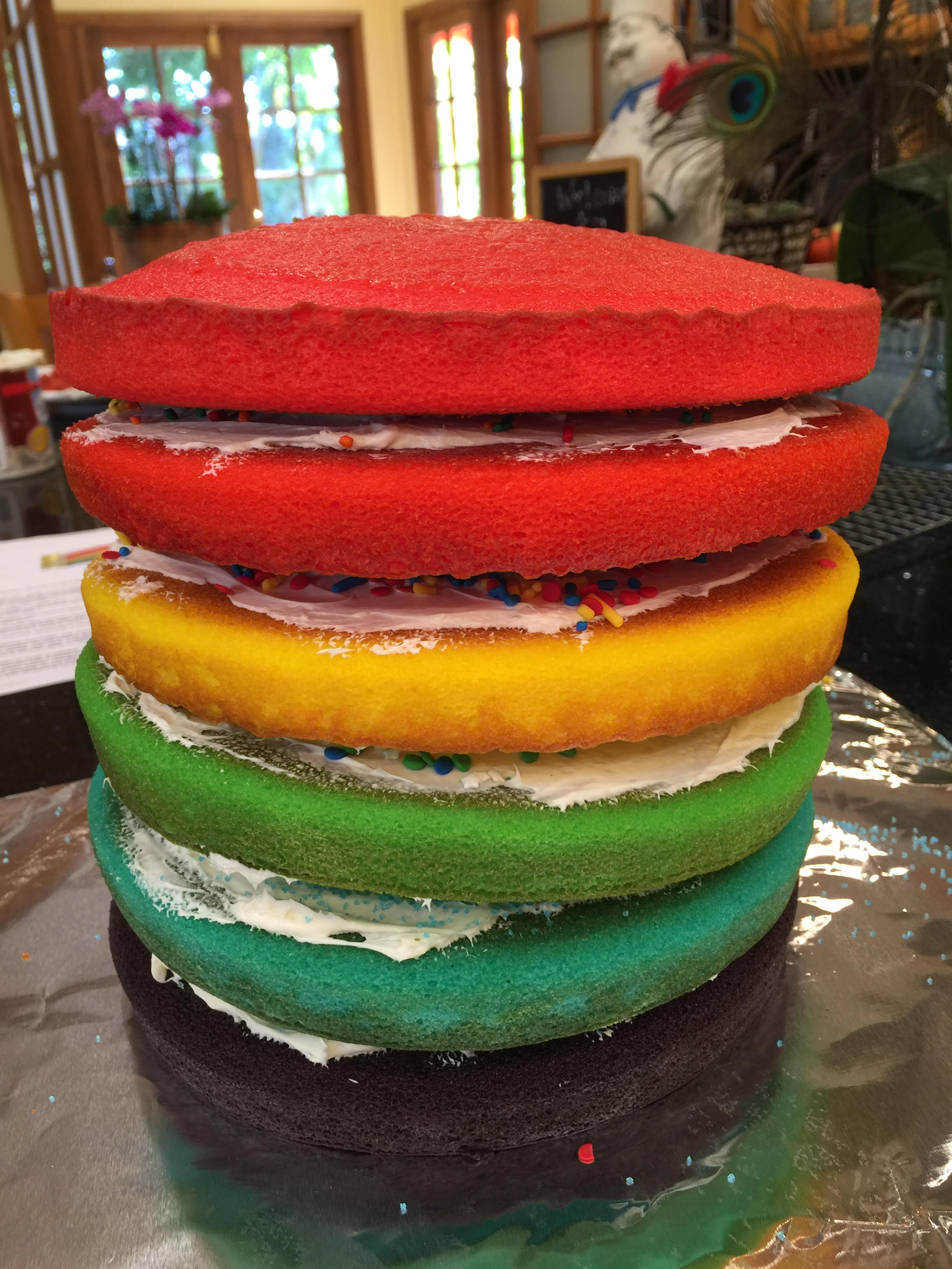 Jonah Rainbow cakes unfrosted 6 layers made 12 -2016 7th bdat