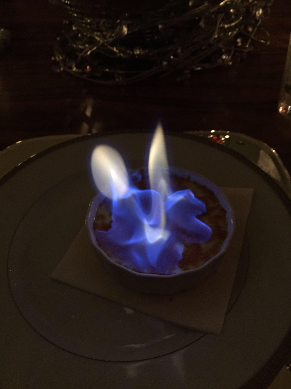 FLaming Creme Brulee in Dark on Kai