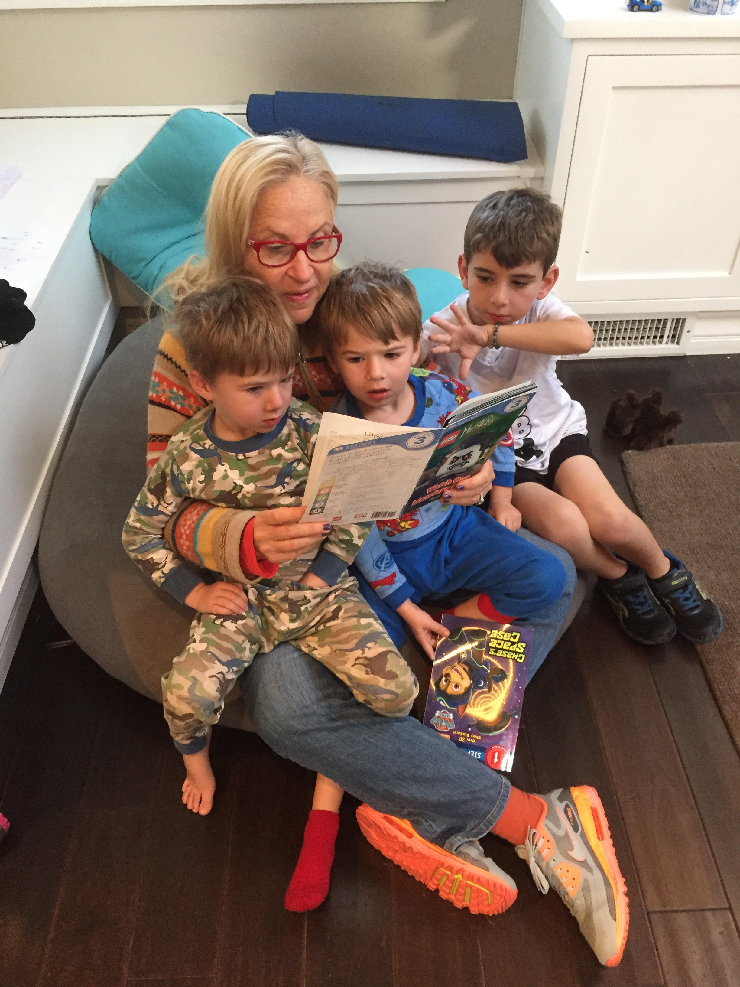 Reading to Jonah Noah and Gabe March 2016