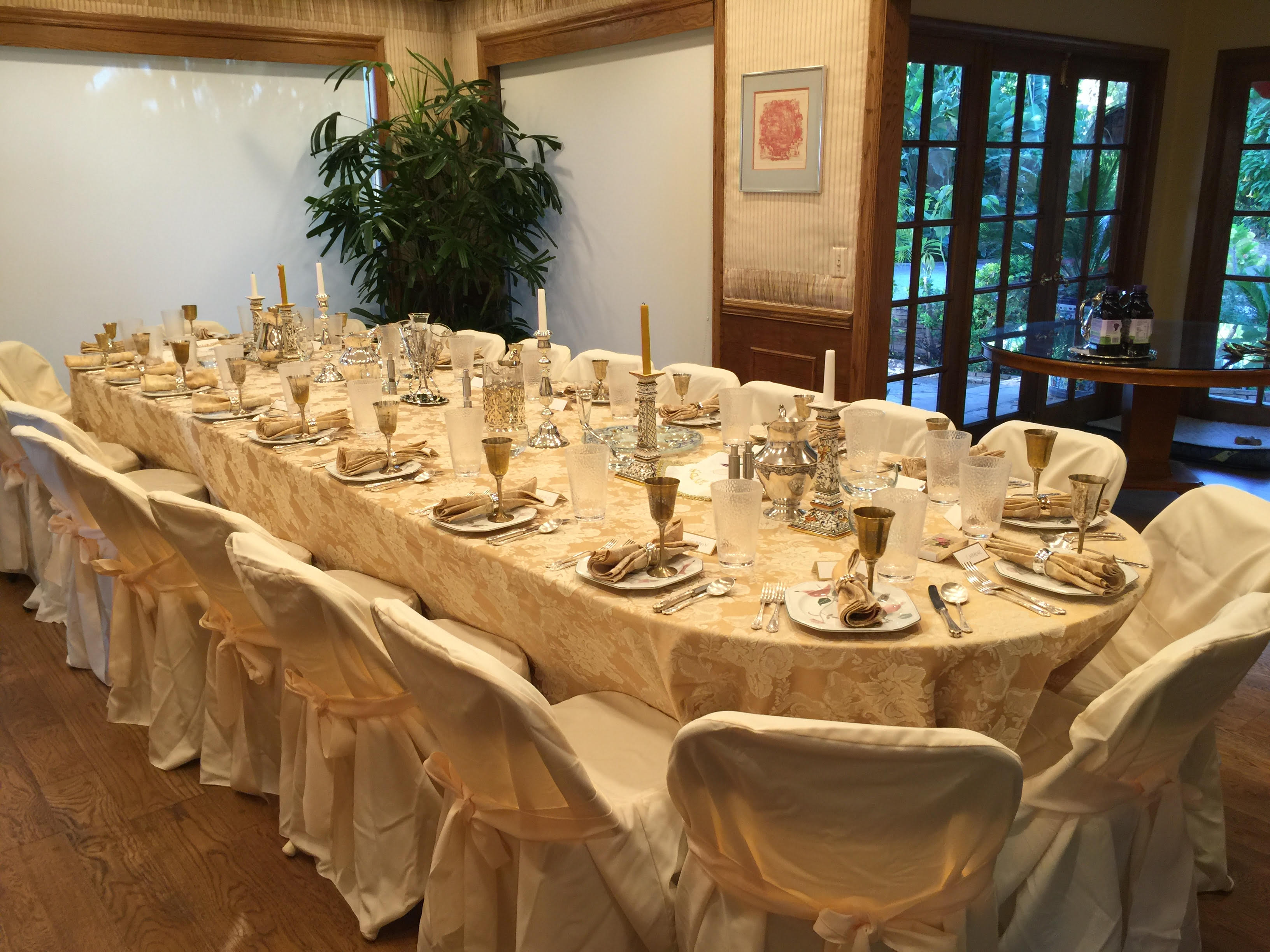 Seder table 2016 At Little Farm