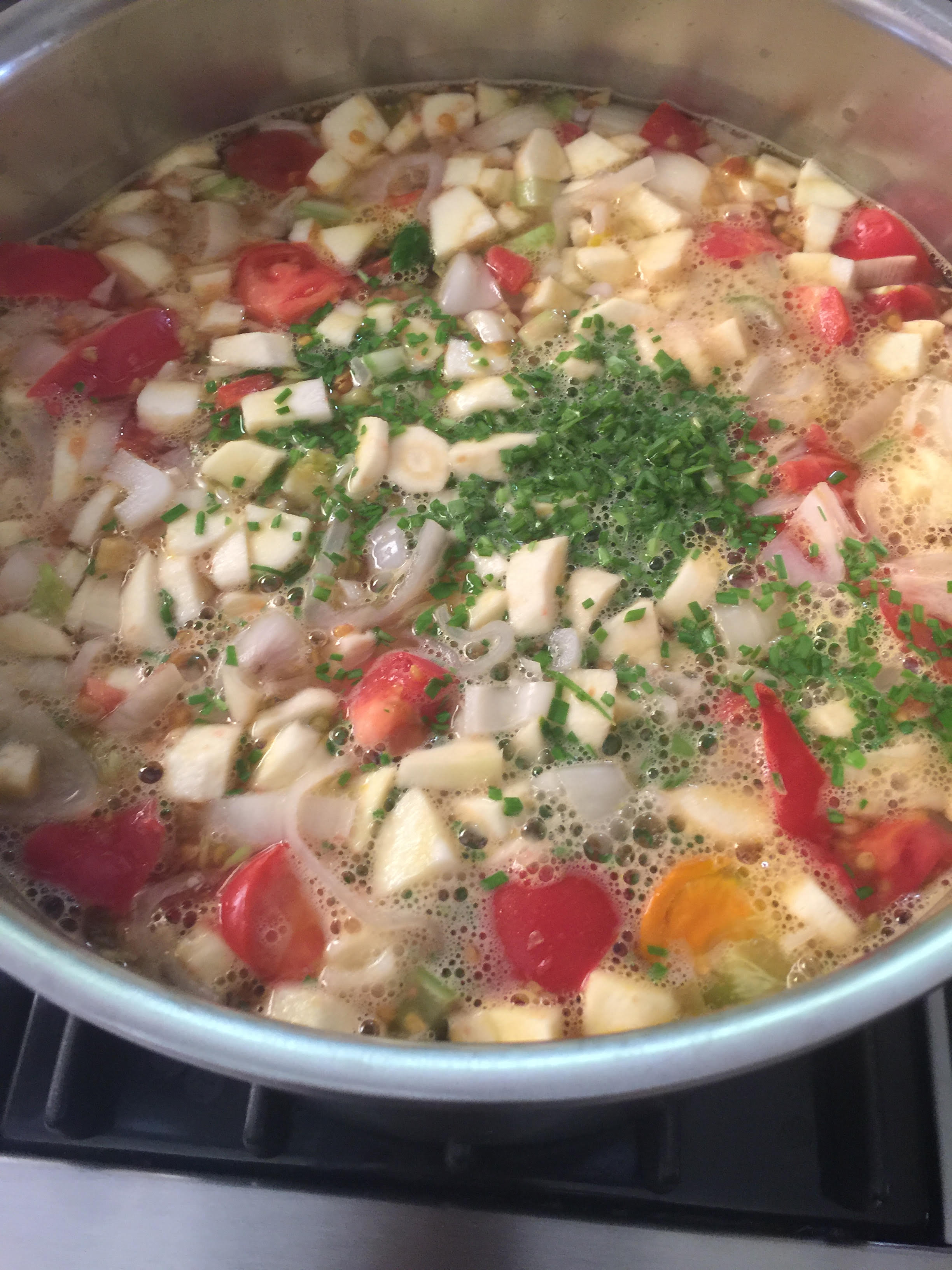 Vegetable soup cooking