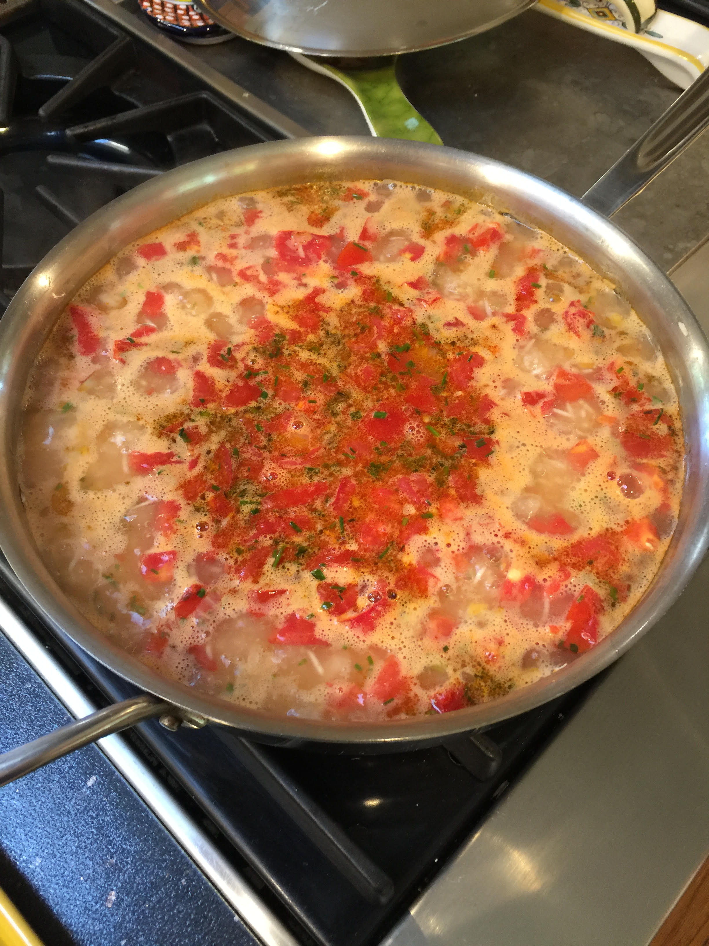 Rice with tomatoes frying